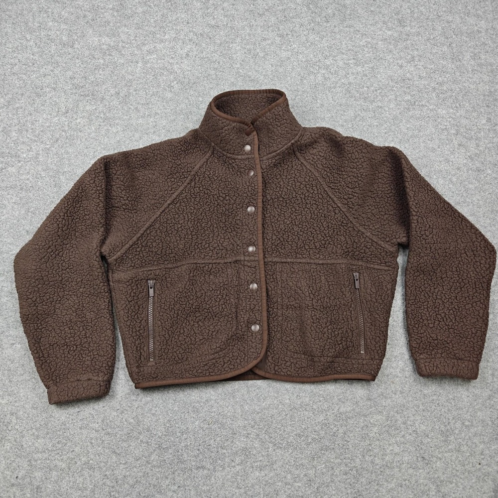 Aritzia Sunday Best Jacket Womens 2XS Brown Fleece Lined Collared Snap Pockets